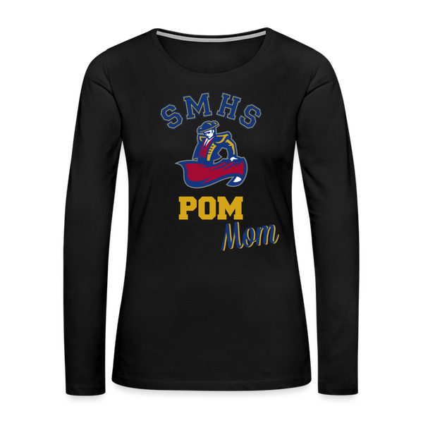 SMHS Pom & Cheer Women's "Pom Mom" Long Sleeve T-shirt - black
