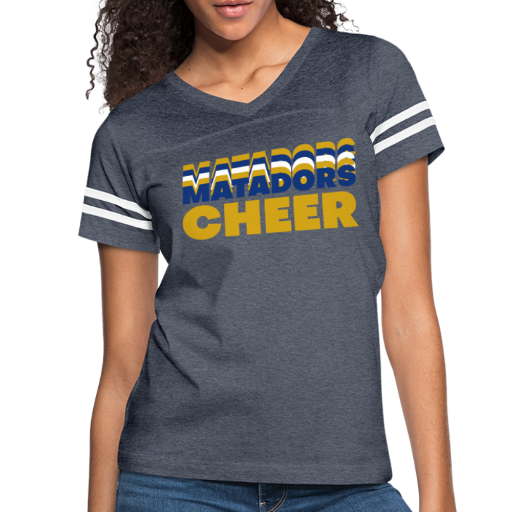 SMHS Pom & Cheer "Matador's Cheer" Women’s Vintage Sport T-Shirt - vintage navy/white