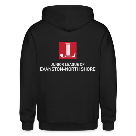 JL Evanston-North Shore "Logo" Heavy Blend Adult Zip Hoodie - Black/Gray - black