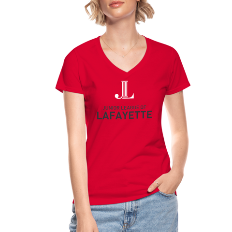 JL Lafayette "Logo" Women's V-Neck T-Shirt - red