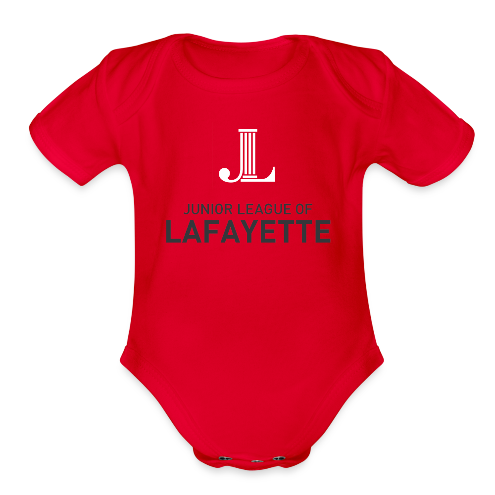 JL Lafayette "Logo" Organic Short Sleeve Baby Bodysuit - red